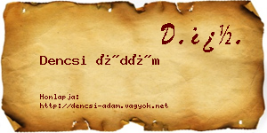 Dencsi Ádám névjegykártya
